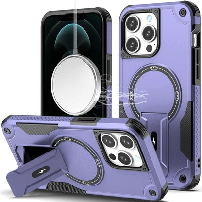 Phone Case for Apple iPhone 12 Pro Max Magnetic Kickstand Rugged Shockproof Armor Grip Anti Slip Heavy Duty Protective Matte Stand Hybrid Cover Purple