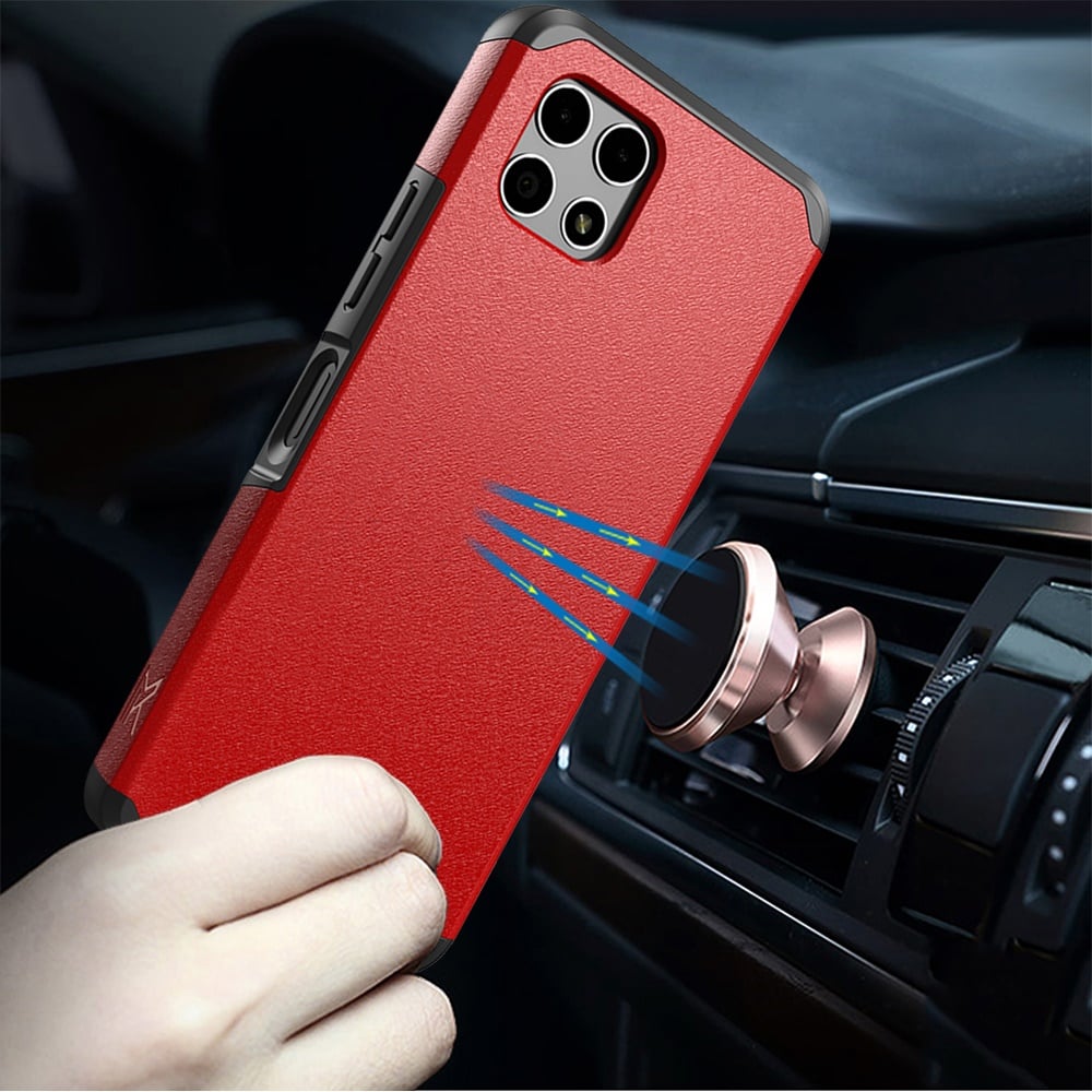 For TCL Revvl 7 5G Slim Tough Shockproof Hybrid with Dual Layer Hard PC + TPU Protection, Armor for Strong Drop & Impact Resistance Case Cover Red