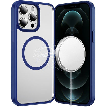 Phone Case for Apple iPhone 12 Pro Max Transparent Magnetic HQ Shockproof Hybrid 2.0mm Thick AntiSlip Grip Drop Protection Rugged Clear Durable Impact Cover Navy Blue
