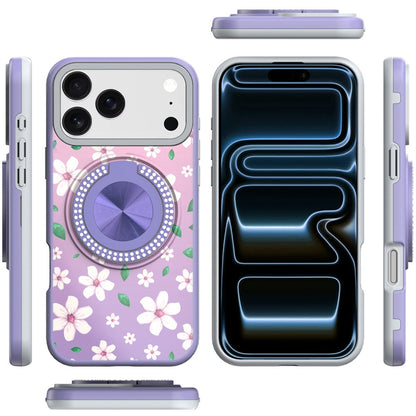 For Apple iPhone 17 Pro Max Pattern Design Hybrid with Invisible Ring Stand & Magnetic Back, Shockproof Protective Grip Case Cover