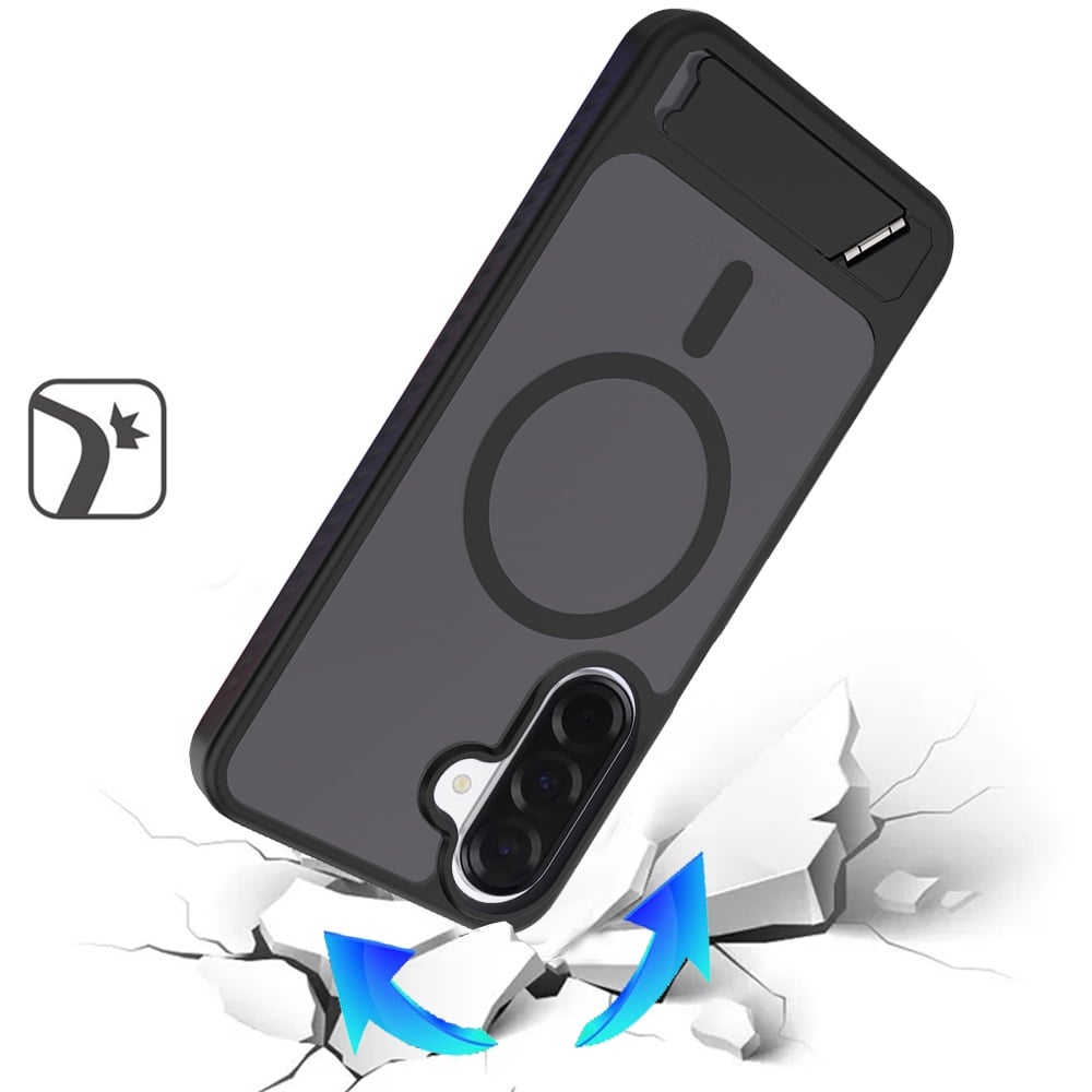 Phone Case for Samsung Galaxy A27 Matte Magnetic Metal Kickstand Shockproof Grip Anti Slip Durable Protective Heavy Duty Hybrid Cover