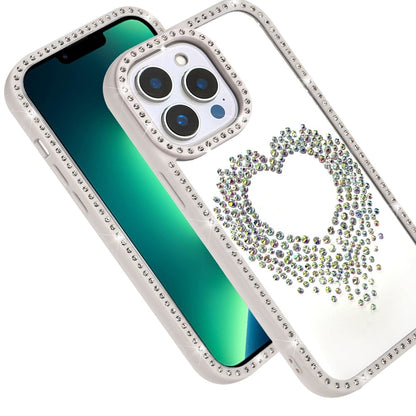 For Apple iPhone 13 Pro Max Angel Hearts Glitter Shimmer Diamond Edge Hybrid Drop Protection Shockproof Design Case Cover Pink