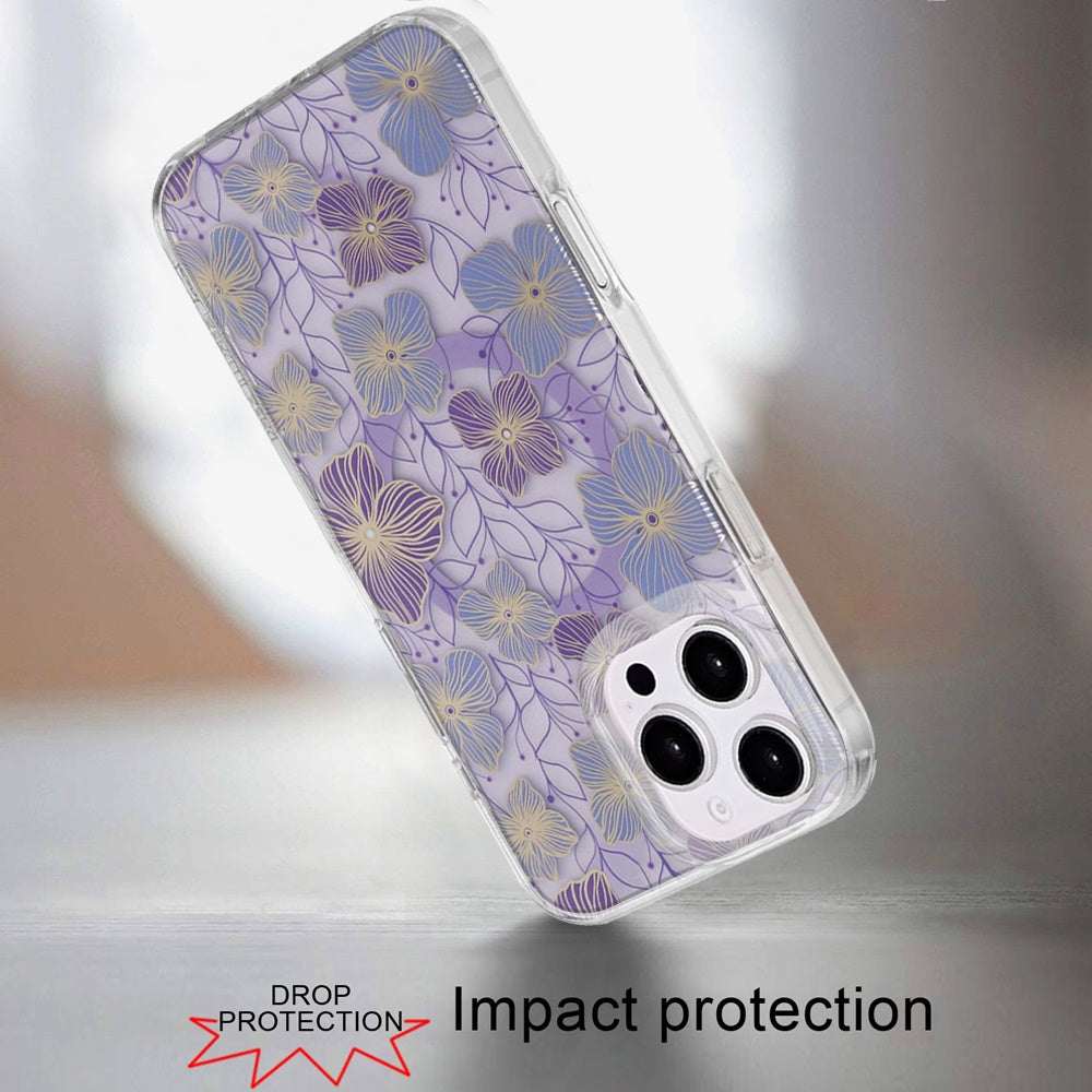 For iPhone 16 Pro Max (6.9") Stylish Pattern Fashion IMD Printed Design TPU Double Layer Slim Shockproof with Magnetic Back Case Cover