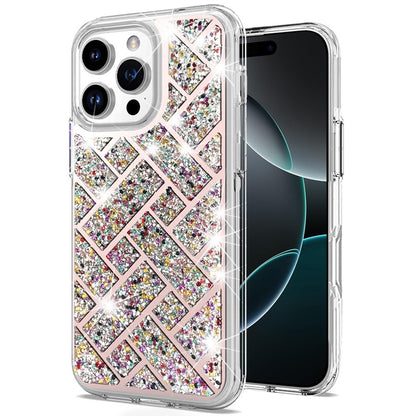 For Apple iPhone 16 Pro (6.3") Sparkly 3D Design Diamond Shockproof Protective Bling Rhinestone Hybrid Skin PC + TPU Case Cover