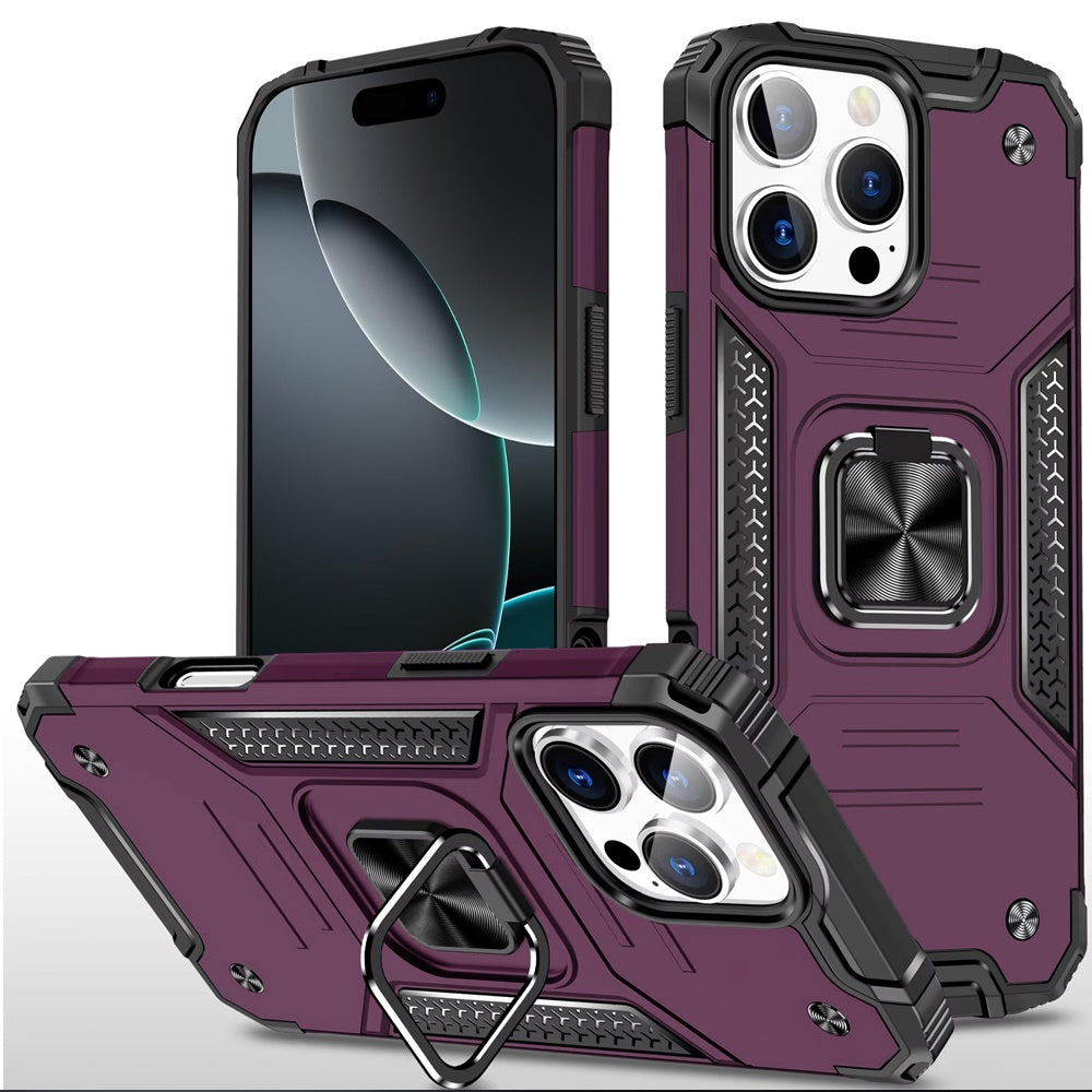Magnetic Car Mount Hybrid Ring Stand Shockproof Rugged Grip Armor Heavy Duty Protective TPU Durable