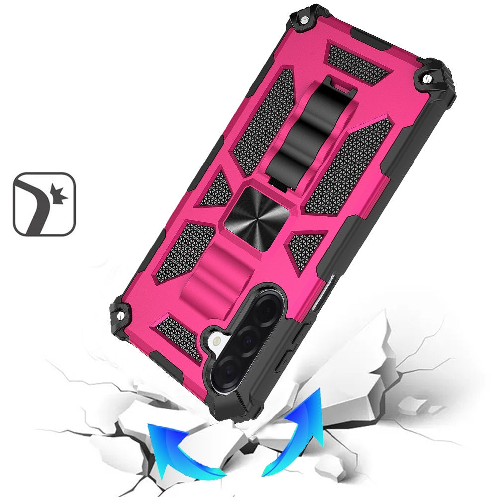 For Samsung Galaxy A17 5G Hybrid Shockproof [Military Grade] Rugged Protective with Magnetic Car Mount & Invisible Stand Case Cover