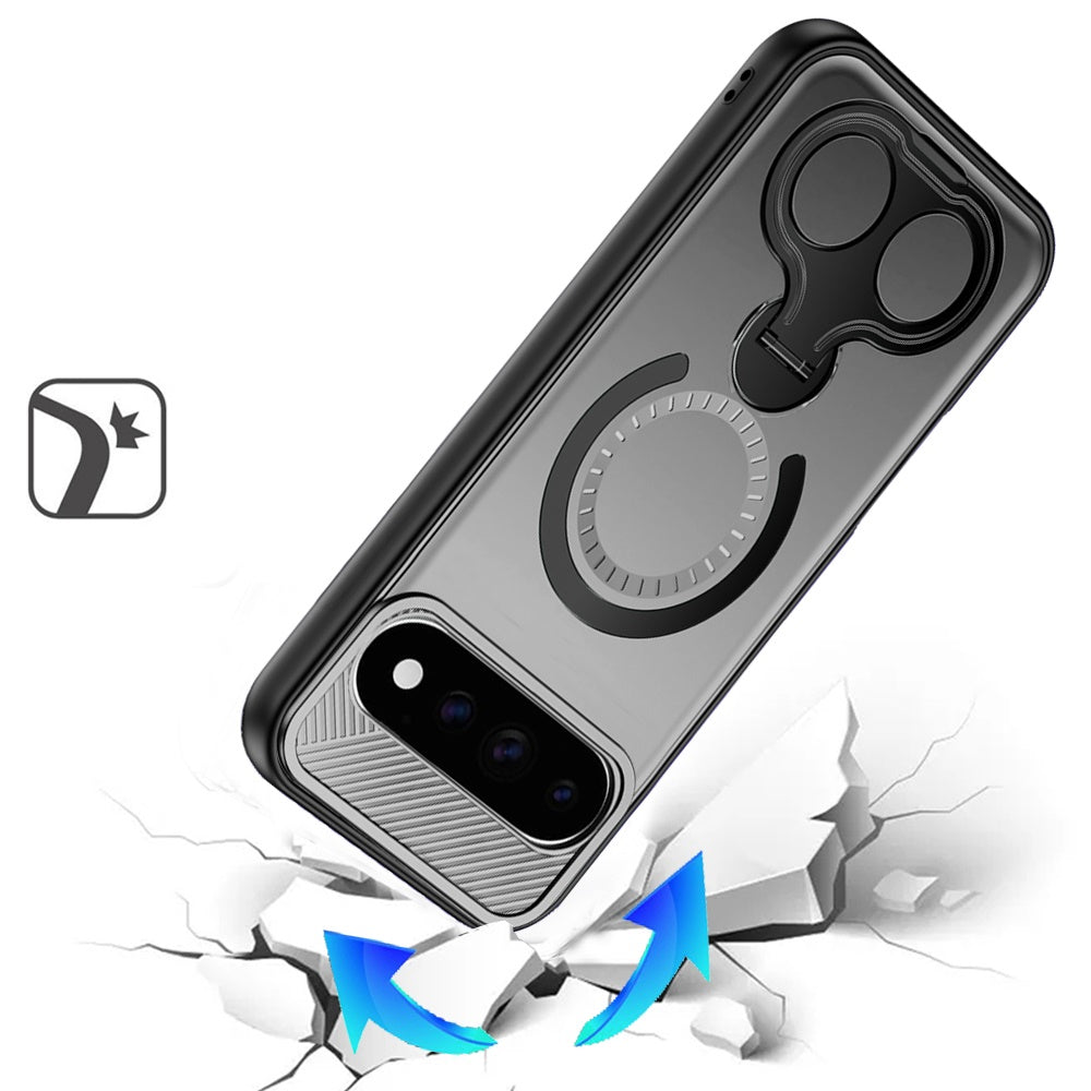 Phone Case for Google Pixel 11 Pro XL Magnetic 2 Ring Stand Car Mount Friendly Shockproof Rugged Grip Armor Dual Ring Kickstand Heavy Duty Hybrid Cover