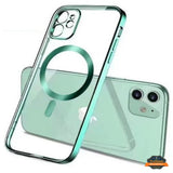 For Apple iPhone 15 Pro Max (6.7") Hybrid Clear with Plating Chrome Frame & Camera Protection Compatible with Magsafe  Phone Case Cover
