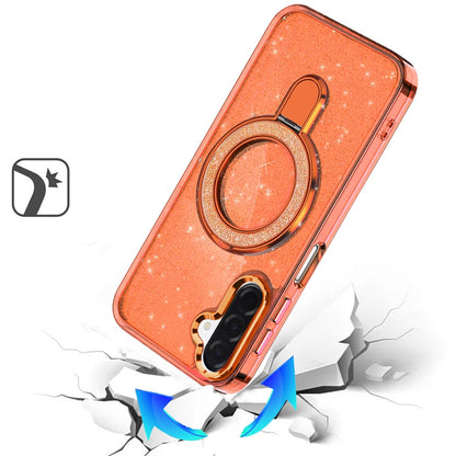 Phone Case for Samsung Galaxy A17 5G Colofull Transparent Glitter Magnetic Ring Stand Shockproof Rotating Grip Protective Hybrid Durable Cover