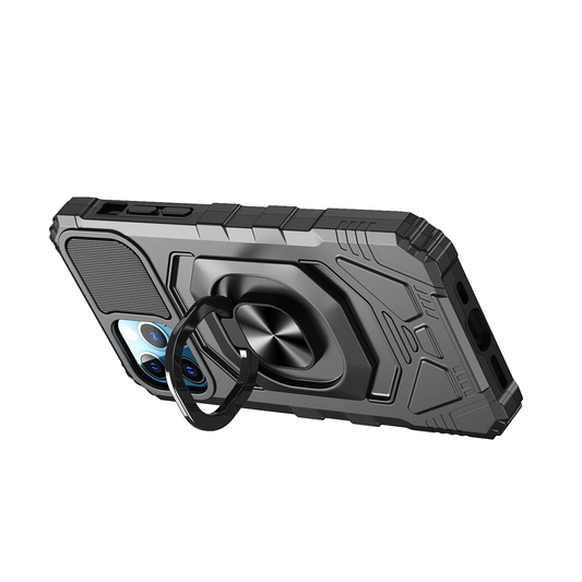 Phone Case for Apple iPhone 11 Pro Max Rugged Hybrid Dual Layer Magnetic Ring Stand Armor Shock Absorbing Heavy Duty TPU Reinforced Bumper Cover Black