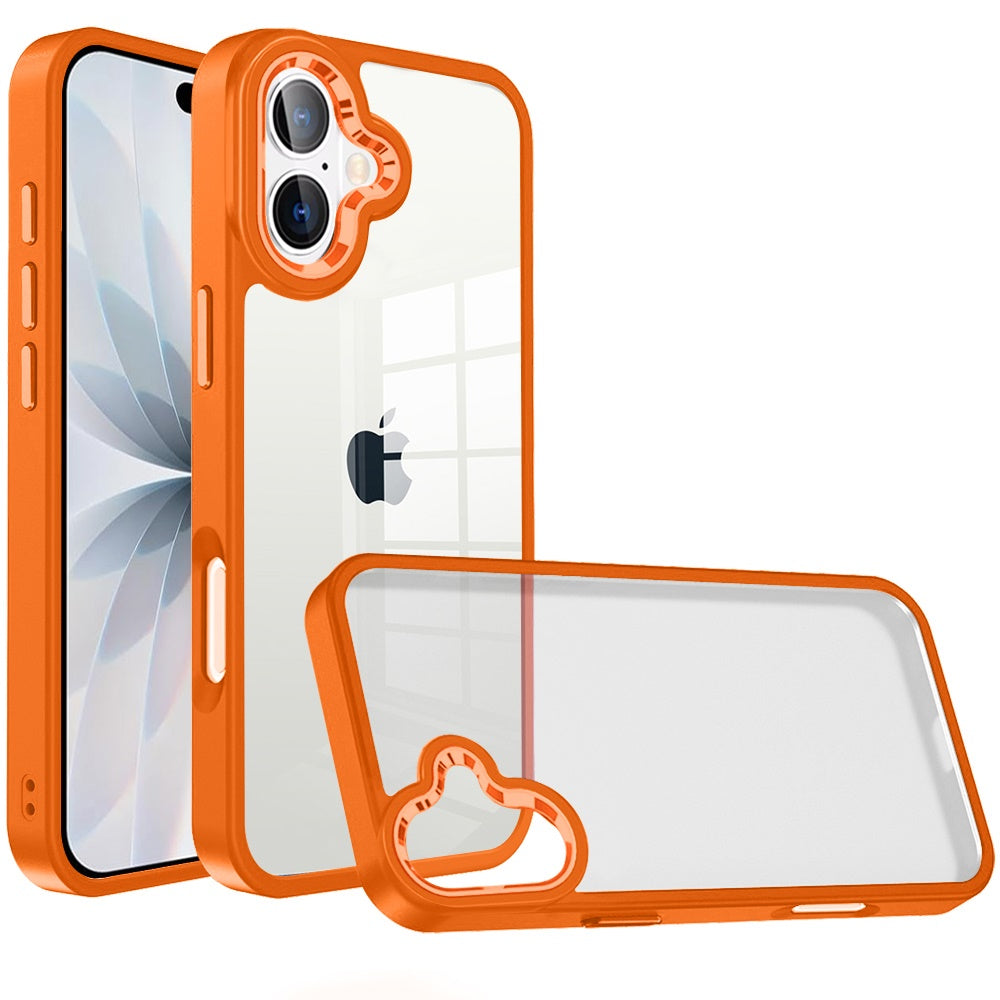 For Apple iPhone 17 (6.3") Slim Fit Hybrid Transparent Thick Acrylic with Metal Buttons Frame Protective Hard PC + TPU Shockproof Case Cover