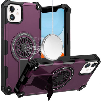 Phone Case for Apple iPhone 11 Invisible Kickstand Magnetic Car Mount Friendly Shockproof Texture Anti Slip Durable Grip Heavy Duty Hybrid Cover Purple