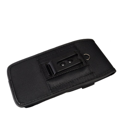 For Apple iPhone 16 Plus (6.7") Pouch Case Universal Vertical Canvas with Belt Clip Loop Holster Military Grade Cell Phone Holder Cover [Black]