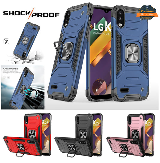 For Apple iPhone SE 3 (2022) SE/8/7 Armor Hybrid Magnetic Stand with Ring Holder Kickstand Shockproof Heavy-Duty Durable Rugged TPU Dual Layer Case Cover