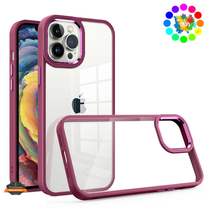 For Apple iPhone 17E /16E Slim Fit Hybrid Transparent Thick Acrylic with Metal Buttons Frame Protective Hard PC + TPU Shockproof Case Cover