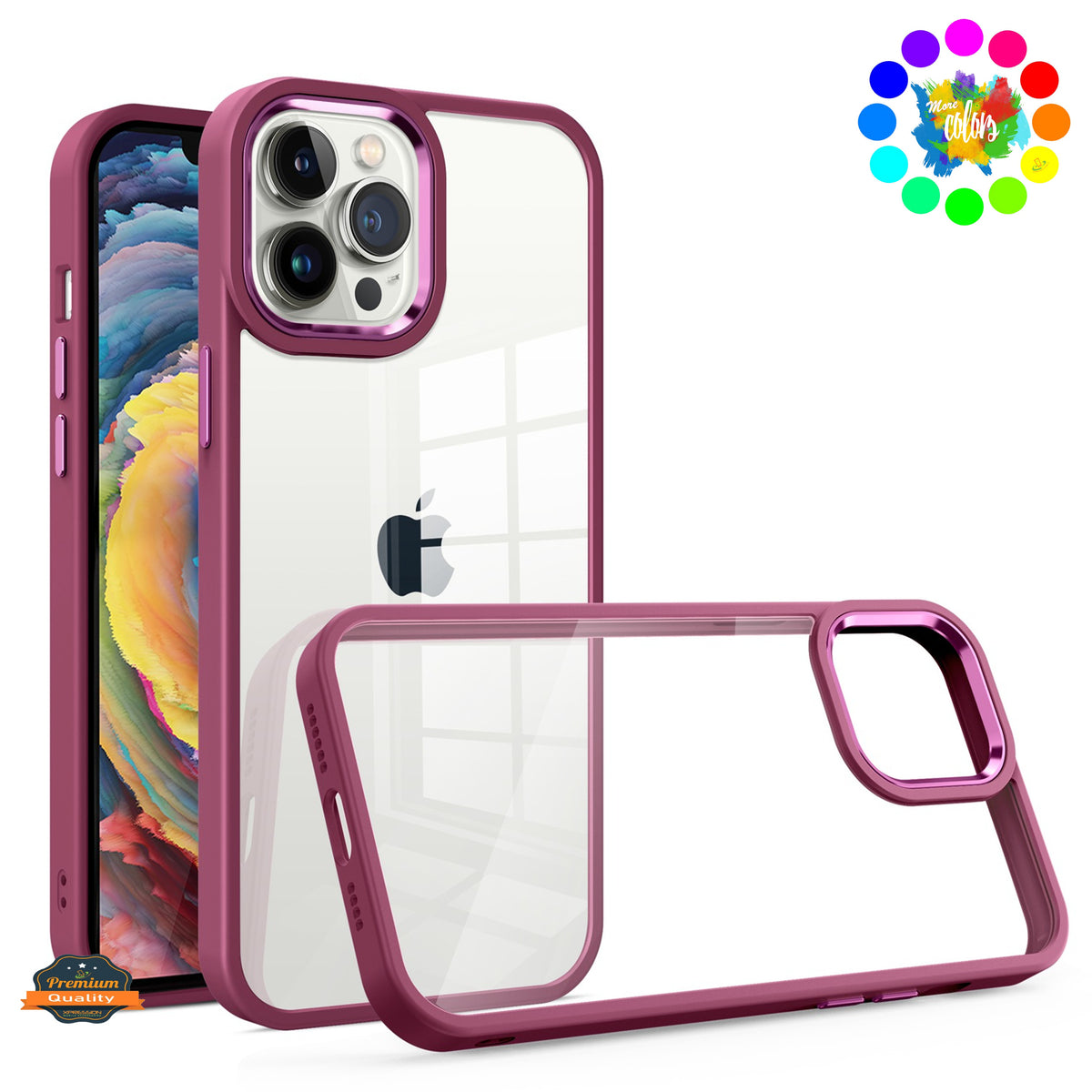 For Apple iPhone 17E /16E Slim Fit Hybrid Transparent Thick Acrylic with Metal Buttons Frame Protective Hard PC + TPU Shockproof Case Cover
