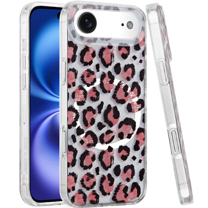 For Apple iPhone 17 Pro Max Stylish Pattern Fashion IMD Printed Design TPU Double Layer Slim Shockproof with Magnetic Back Case Cover Beauty Leopard