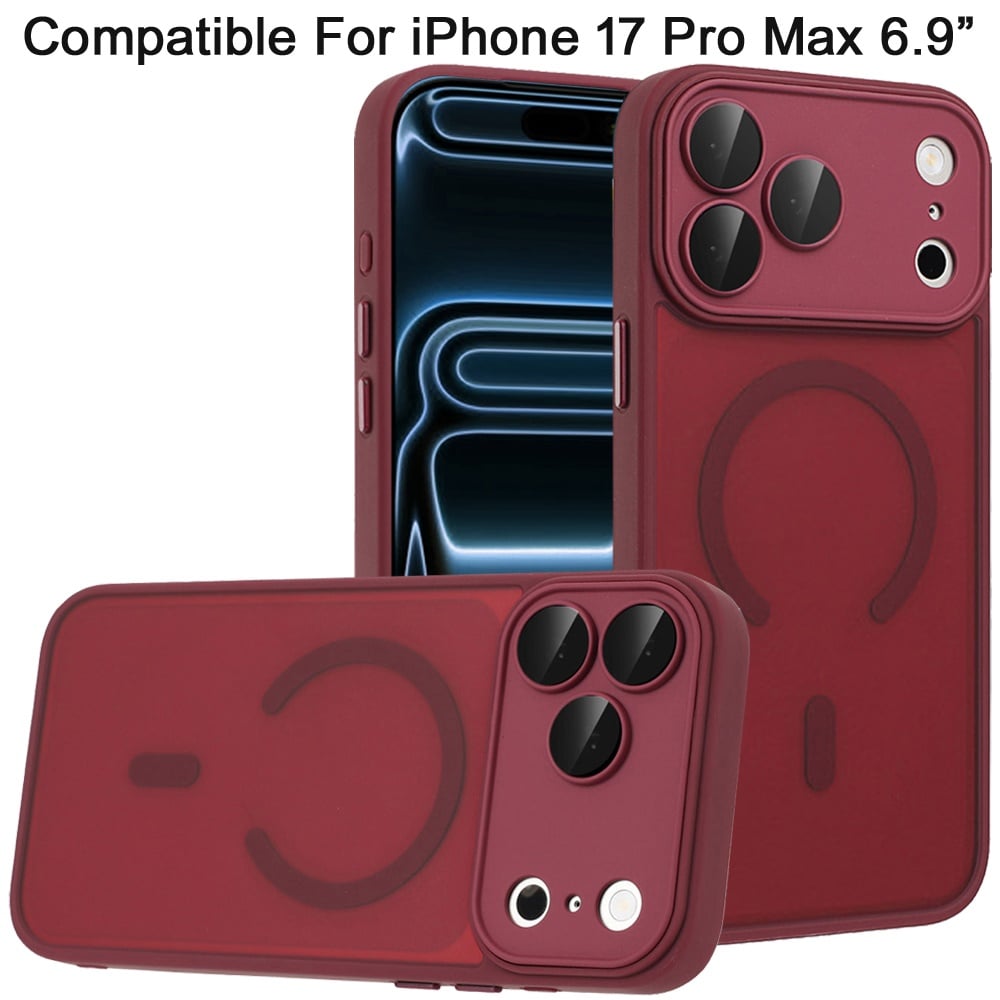 Phone Case for Apple iPhone 17 Pro Max (6.9") Matte Frosted Magnetic Back Hybrid Hard PC Soft TPU Camera Protection Slim Shock Absorbing Anti Fingerprint Cover
