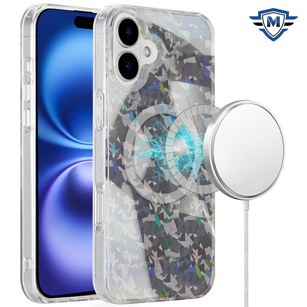 For iPhone 16 (6.1") Premium Double Layer IMD Magnetic Hybrid Shockproof Protection Durable Anti Scratch Secure Grip Slim Design Compatible Case Cover Smoke Holographic