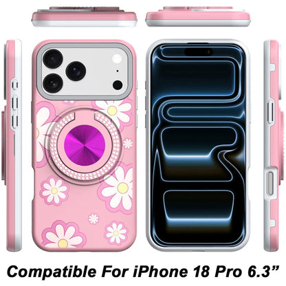 Phone Case for Apple iPhone 18 Pro Magnetic Ring Stand Matte Metal Hybrid Car Mount Friendly Shockproof Rotational Grip Diamond Design Pattern Cover