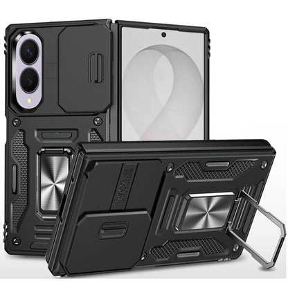 Phone Case for Samsung Galaxy Z Fold 8 Tough Metal Ring Shockproof Sliding Camera Window Hybrid Armor Rugged Anti Slip Heavy Duty Grip Cover