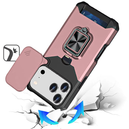 Phone Case for Apple iPhone 18 Pro Max Card Holder Magnetic Ring Stand Shockproof Anti Slip Wallet Grip Protective Hybrid Design Cover