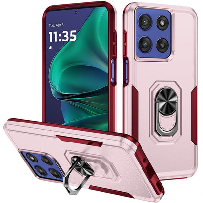 For Motorola Moto G Stylus 5G 2026 /2025 Hybrid Rugged Tough 2in1 Drop-Proof Protection Military Grade Armor with Metal Ring Stand Case Cover Pink