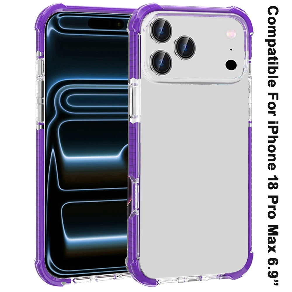 Phone Case for Apple iPhone 18 Pro Max Transparent Acrylic Shockproof Rugged Hybrid Heavy Duty Color Frame Raised Bezel Clear Durable Grip Cover