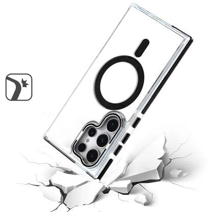 Phone Case for Samsung Galaxy S22 Ultra Magnetic Ring Camera Stand Shockproof Hybrid Clear Transparent Metal Bracket Durable Protective Grip Cover Black