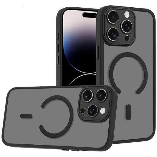 Phone Case for Apple iPhone 14 Pro Matte Frosted Magnetic Back Hybrid Hard PC Soft TPU Camera Protection Slim Shock Absorbing Anti Fingerprint Cover