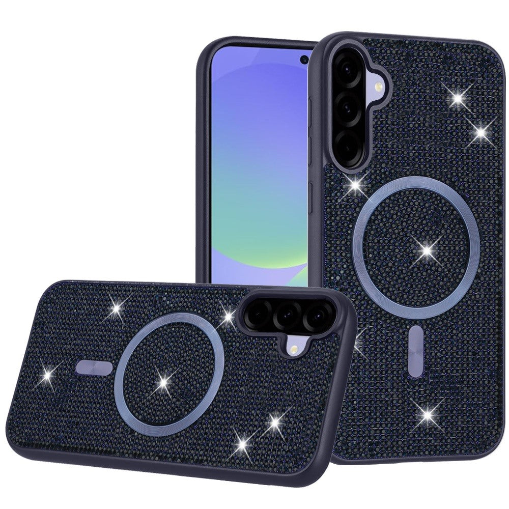 For Samsung Galaxy A37 Sparkly Diamond Bling Case Rhinestone Skin Hybrid with Magnetic Circle, MagSafe Compatible Case Cover