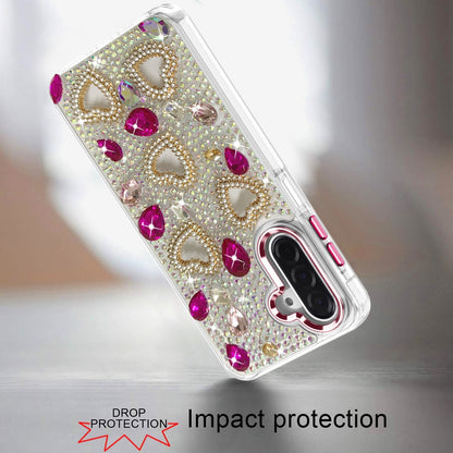 Luxury Crystal Heart Rhinestone Diamond Bling Shockproof Hybrid Glitter Protective Stylish Durable Grip