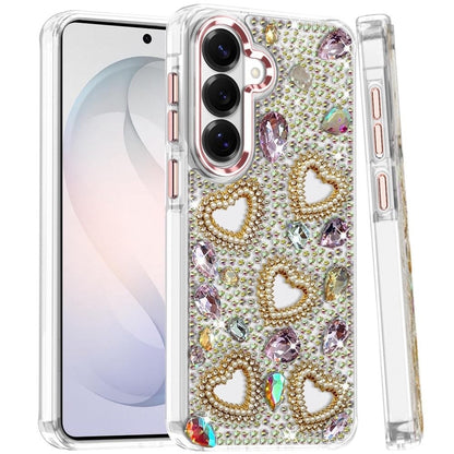 Phone Case for Samsung Galaxy S26+ / S26 Plus Luxury Crystal Heart Rhinestone Diamond Bling Shockproof Hybrid Glitter Protective Stylish Durable Grip Cover