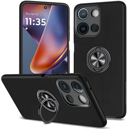 For Motorola Moto G 5G 2026/2025 Hybrid 360 Degree Rotatable Metal Invisible Ring Stand Holder Slim Fit Magnetic Car Mount Shockproof Case Cover Cosmic Orange