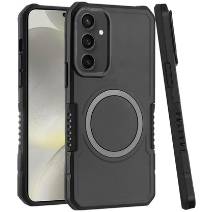 For Samsung Galaxy S25 /S24 Hybrid Armor Grip Metal Magnetic Circle Compatible with MagSafe for Wireless Charging Shockproof Case Cover
