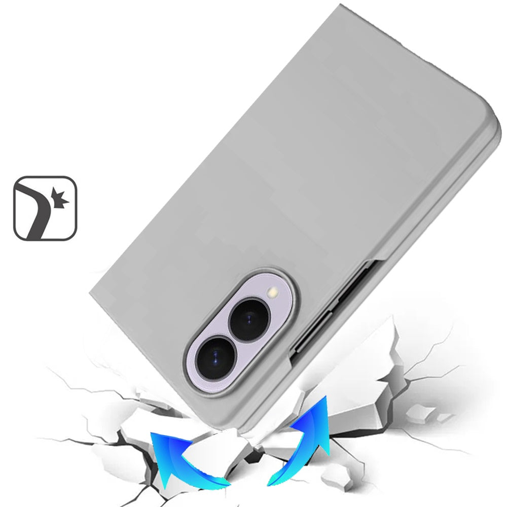 Phone Case for Samsung Galaxy Z Fold 8 Snap On Hard Shell Matte Finish Slim Fit Rubber TPU Soft Lightweight Protective Cover Silver