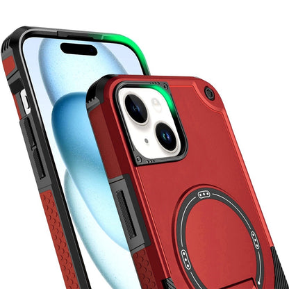 Phone Case for Apple iPhone 15 Magnetic Kickstand Rugged Shockproof Armor Grip Anti Slip Heavy Duty Protective Matte Stand Hybrid Cover Red