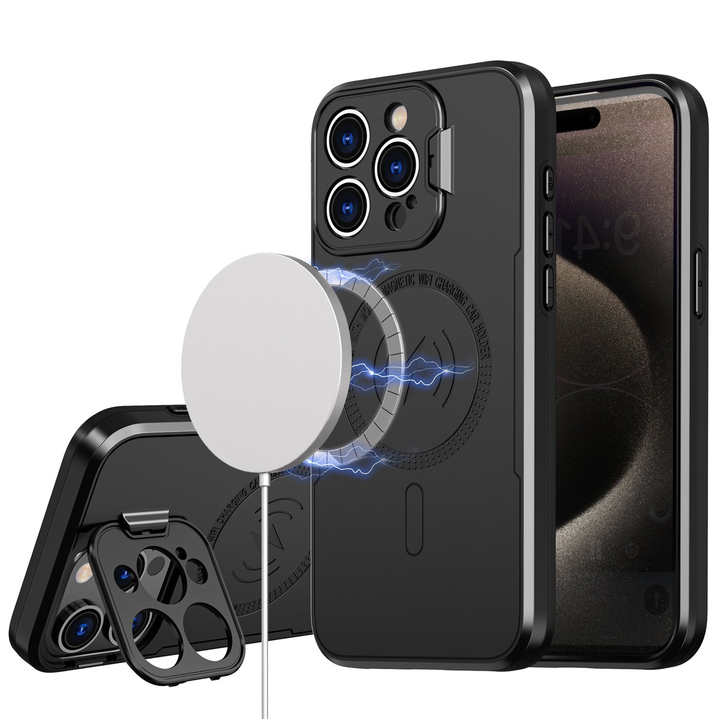 For Samsung Galaxy S25 Ultra Foldable Camera Protector Kickstand with MagSafe Compatible, Dual Layer Hybrid Shockproof Case Cover