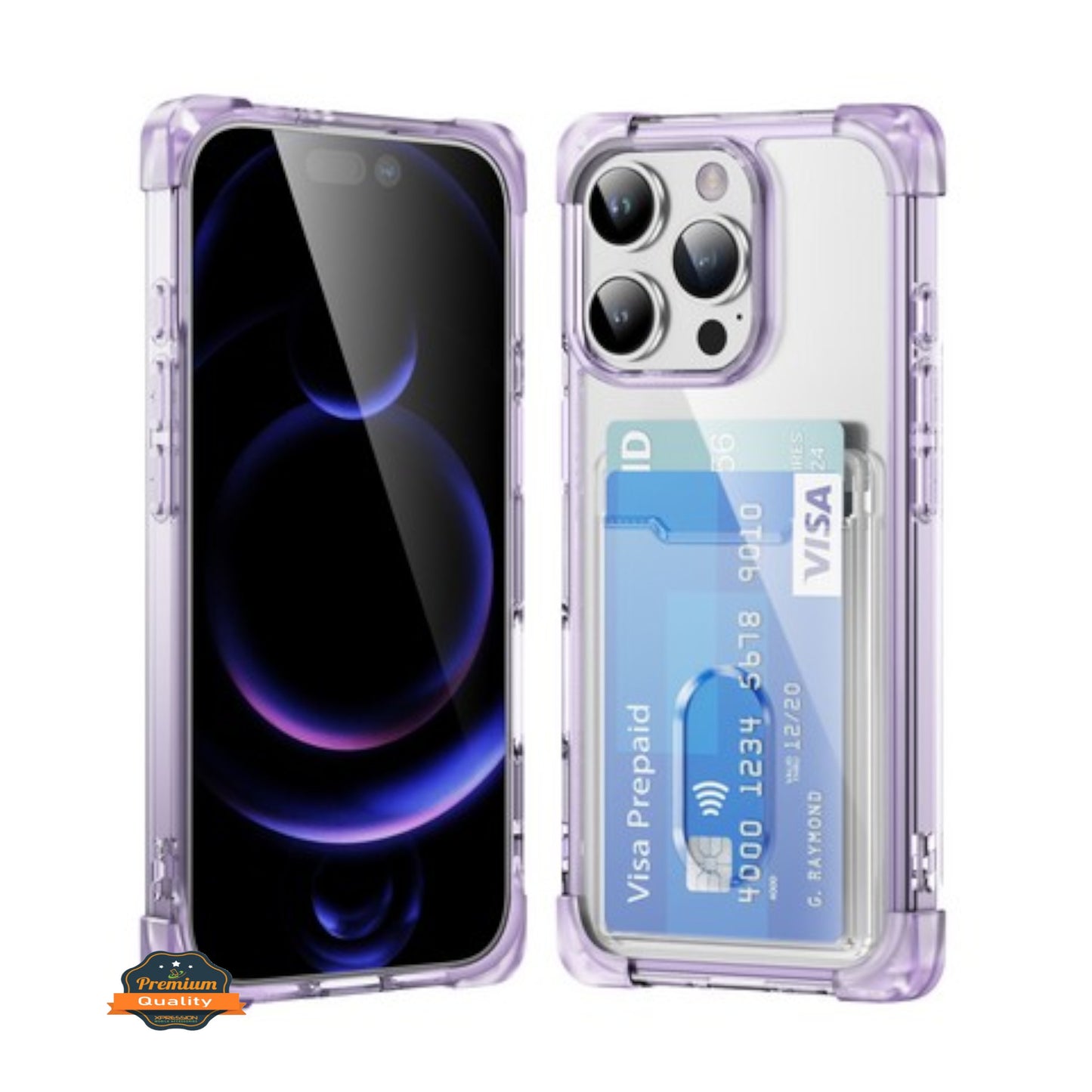 For Apple iPhone 16 Pro (6.3") Wallet Clear Case with Credit Card Holder Rubber Silicone TPU Protection Corner Bumper Shockproof Case Cover