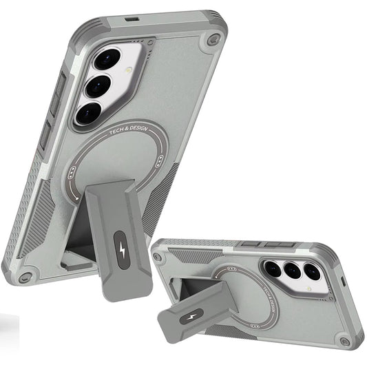 For Samsung Galaxy A16 5G Magnetic Invisible Kickstand Holder with Magsafe, Slim Fit Shockproof Hybrid Military Grade Heavy Duty Case Cover Grey