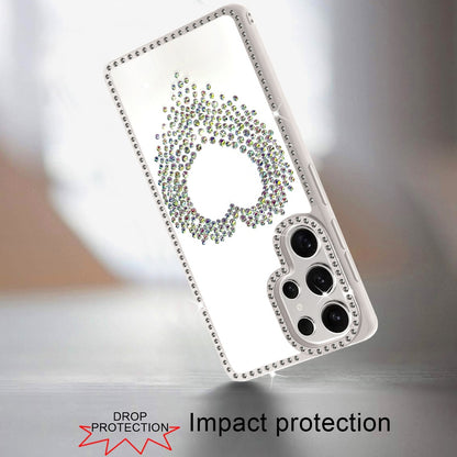 For Samsung Galaxy S25 Ultra Angel Hearts Glitter Shimmer Diamond Edge Hybrid Drop Protection Shockproof Design Case Cover