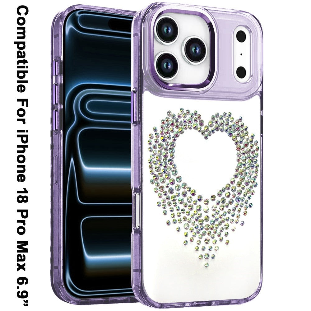 Phone Case for Apple iPhone 18 Pro Max Angel Hearts Bling Shimmer Colorful Glitter Chrome Edge Shockproof Stylish Hybrid Design Cover