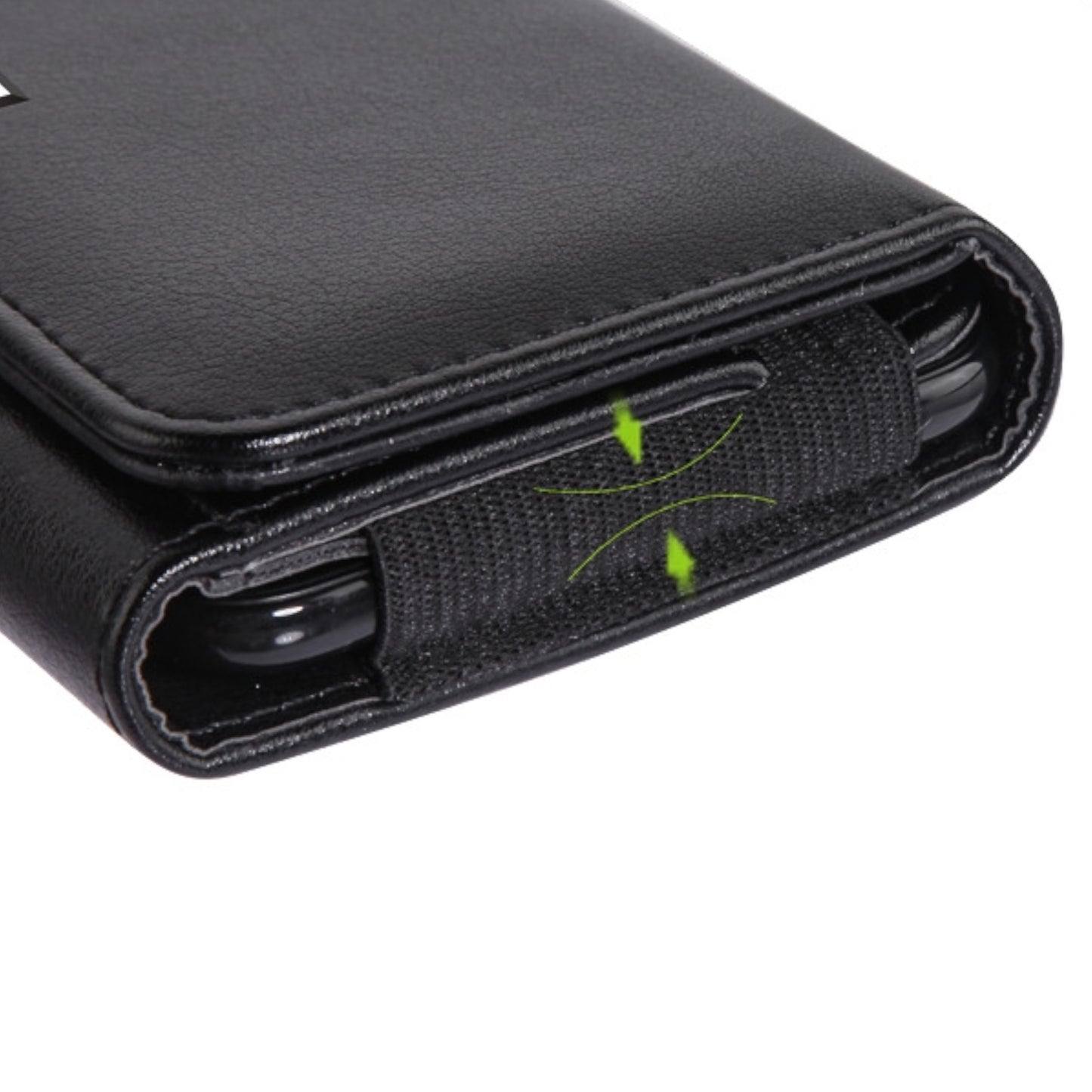 For Apple iPhone 16 (6.1") Universal PU Leather Horizontal Phone Pouch Holder Carrying Case With Fixed Belt Clip Holder, Magnetic Closure [Black]