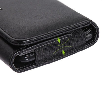 For Apple iPhone 16 (6.1") Universal PU Leather Horizontal Phone Pouch Holder Carrying Case With Fixed Belt Clip Holder, Magnetic Closure [Black]