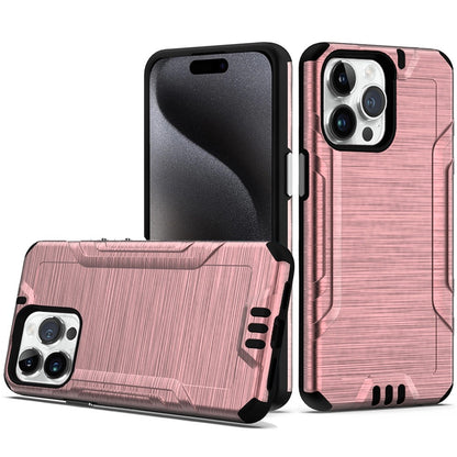 Phone Case for Apple iPhone 15 Pro Brushed Hybrid Dual Layer Shockproof Rugged Armor Reinforced Bumper Scratch Resistant Slim Fit Cover Pink