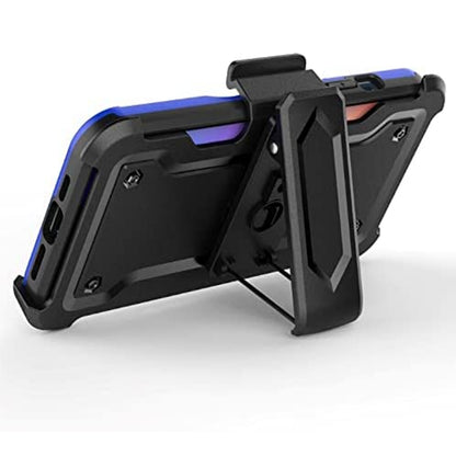 For Motorola Moto G Stylus 5G 2025 Hybrid Wallet Case with Invisible ID Card Slot, Kickstand, Holster Belt Clip, Heavy-Duty Protection Case Cover Blue