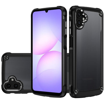 Phone Case for Samsung Galaxy A08 4G, A07 5G, A07 4G Transparent Hybrid Metal Button Camera Edge Shockproof Bumper Frame TPU Protective Slim Grip Durable Cover