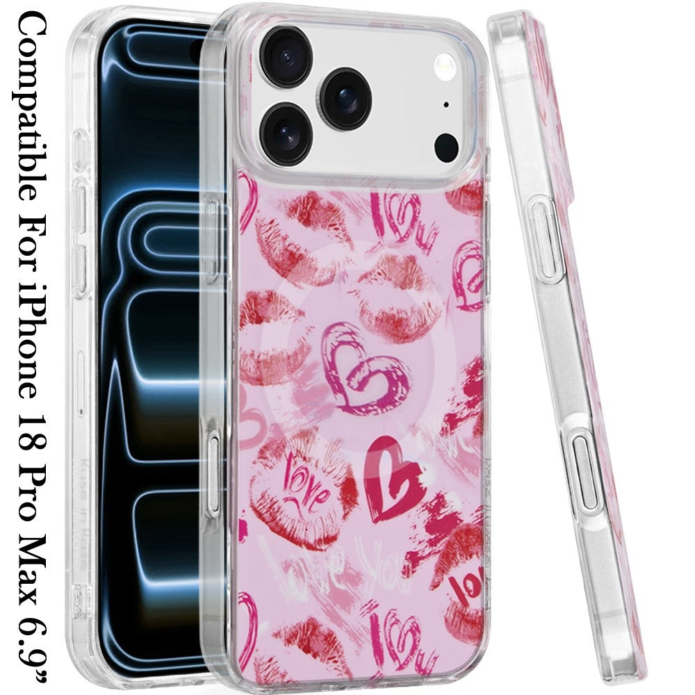 Phone Case for Apple iPhone 18 Pro Max/ iPhone 17 Pro Max Stylish Design Shockproof Magnetic Magsafe Compatible TPU IMD Print Rugged Grip Drop Protection Slim Fashion Cover