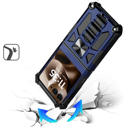 Phone Case for Motorola Razr+ PLUS 2024 Built in Magnetic Hiden Kickstand Shockproof Rugged Armor Grip Hybrid Heavy Duty Anti Slip Protective Style Cover