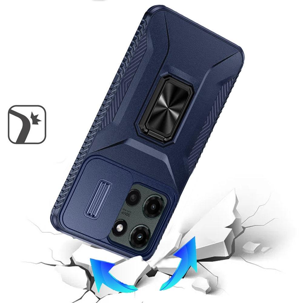 For Motorola Moto G Stylus 5G 2025 Case, Camera Cover with Magnetic Rotation Ring Stand, Military Grade Hybrid Hard TPU Shockproof Case Cover